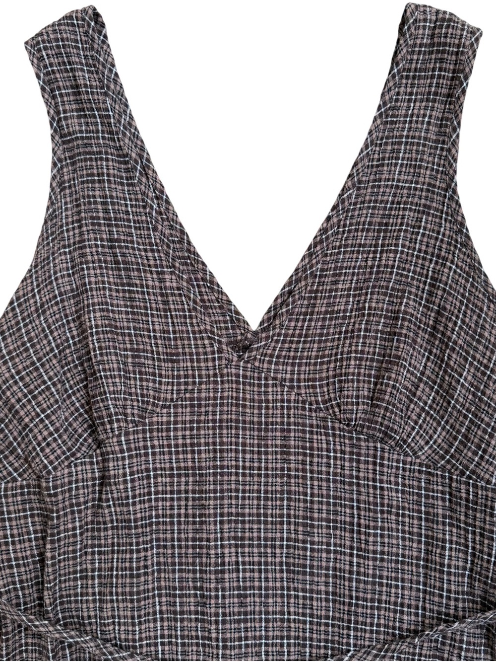 Afends Brown Plaid Maxi Dress - Picture 2 of 6